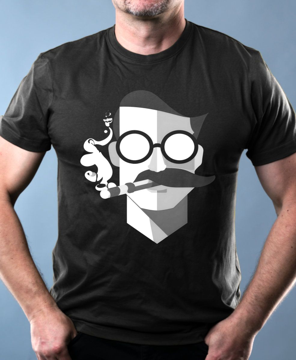 Abstraktní kuřák, bílý potisk