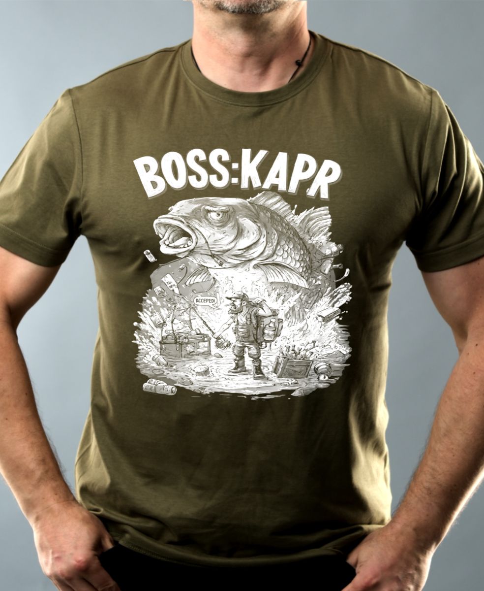 Boss kapr, bílý potisk Boss kapr, bílý potisk
