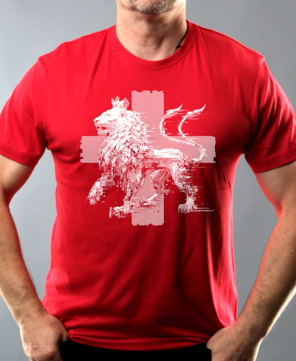 Český glitch lev, bílý tisk