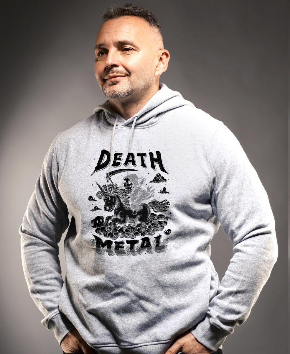 Death metal unicorn, černý tisk