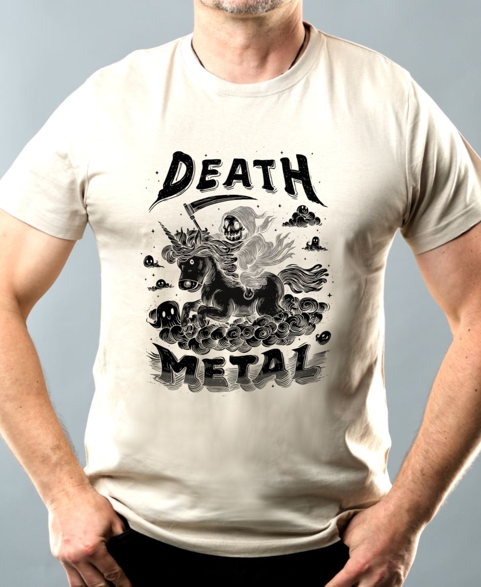 Death metal unicorn, černý tisk