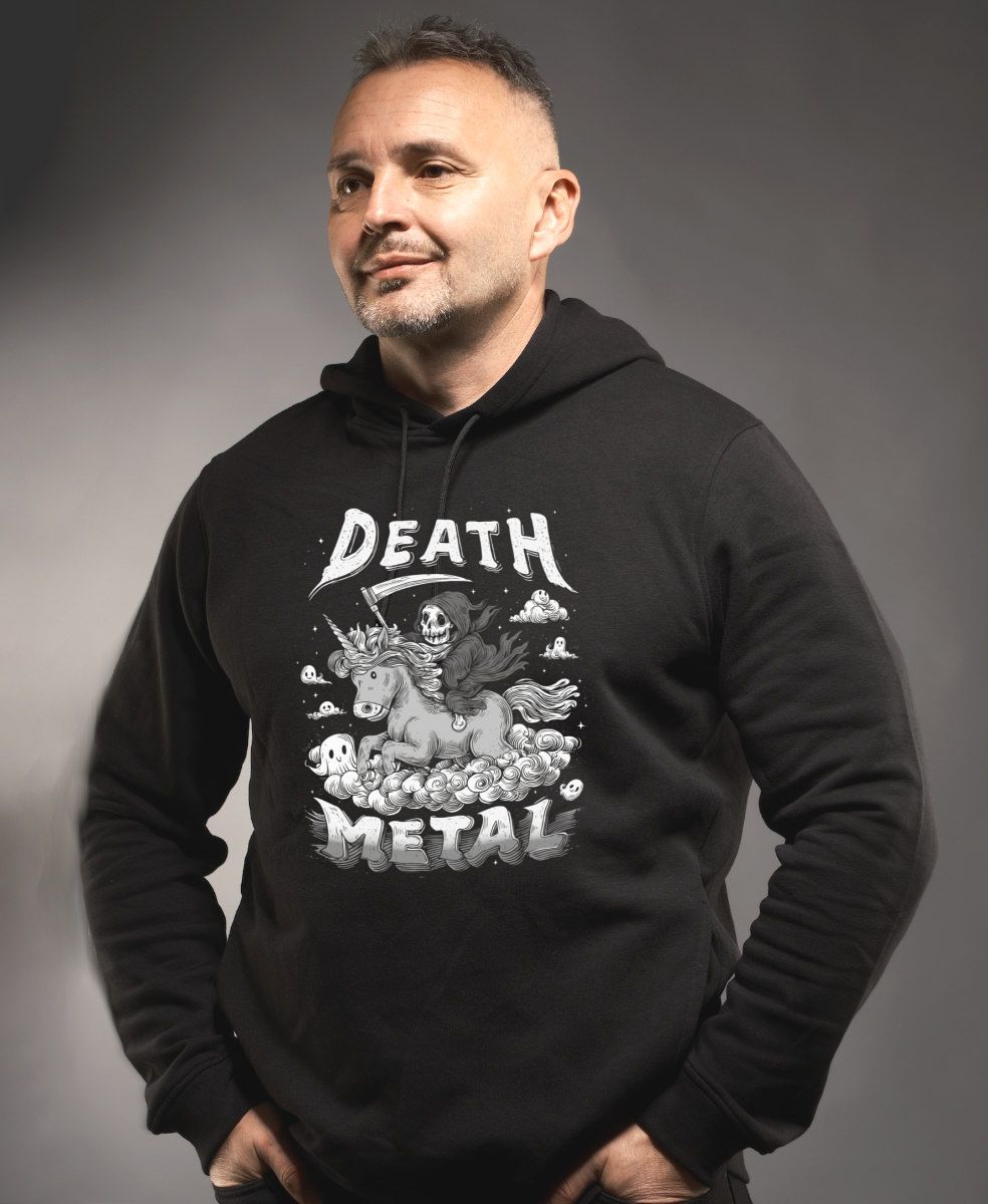 Death metal unicorn,bílý tisk
