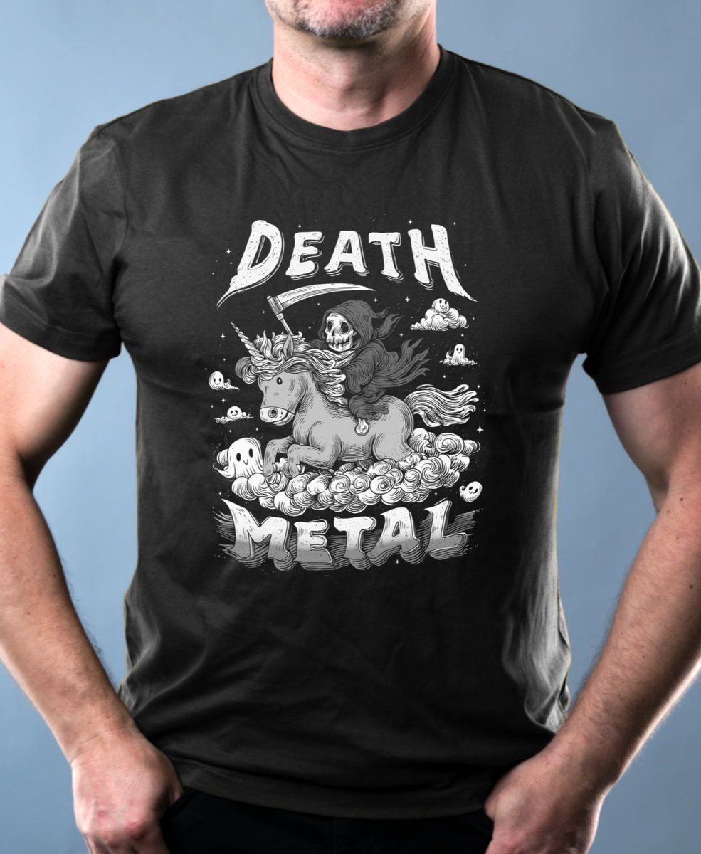 Death metal unicorn,bílý tisk