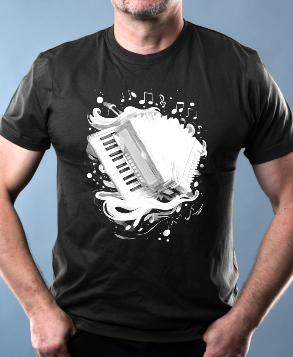 Dechovka, akordeon, bílý potisk