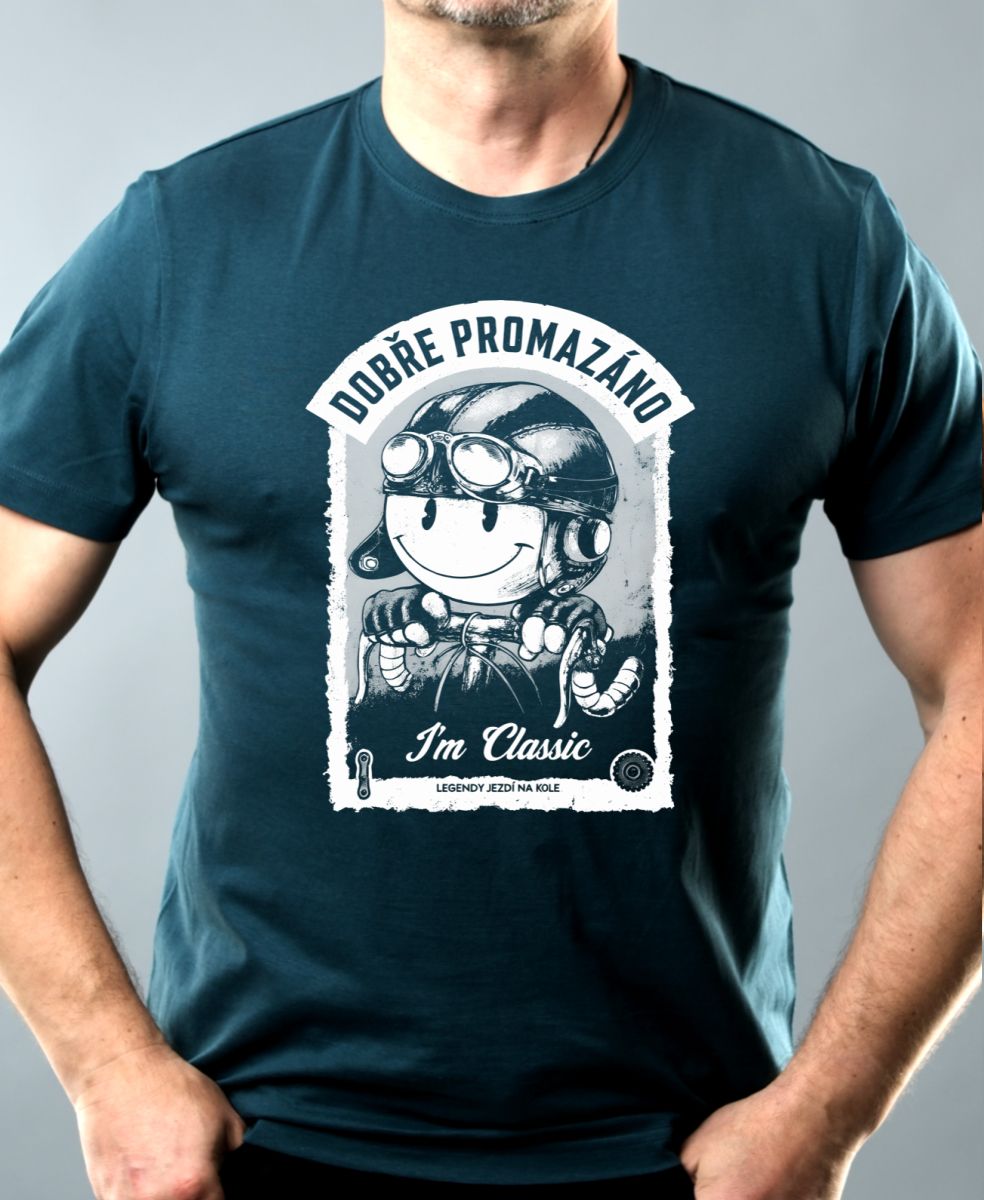 Dobře promazáno, bílý potisk