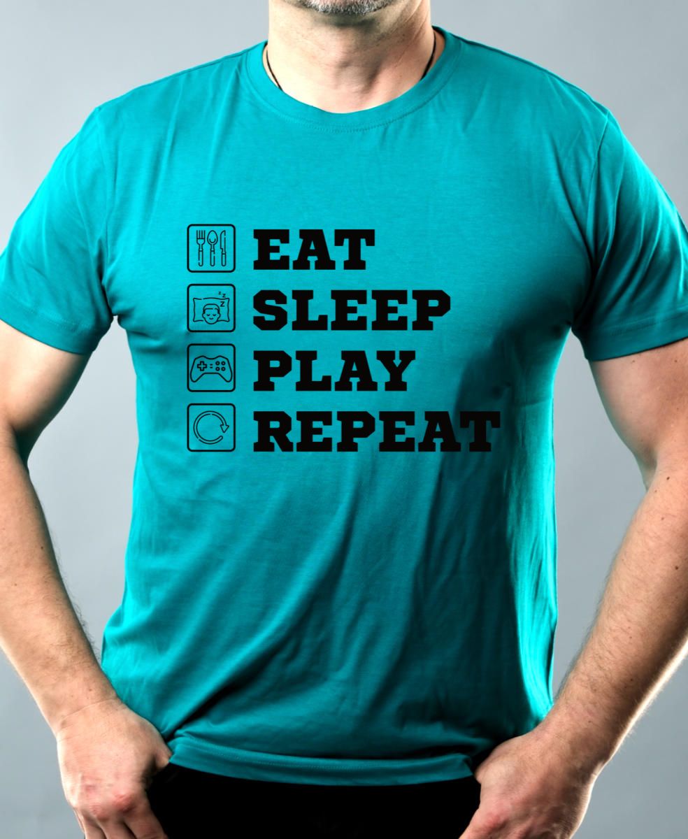 Eat Sleep Play Repeat - černý tisk