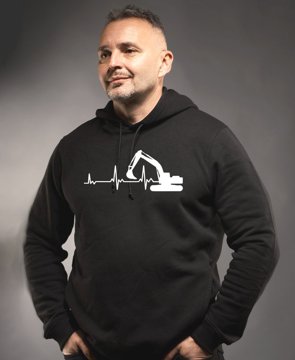 EKG, bagrista, bílý tisk