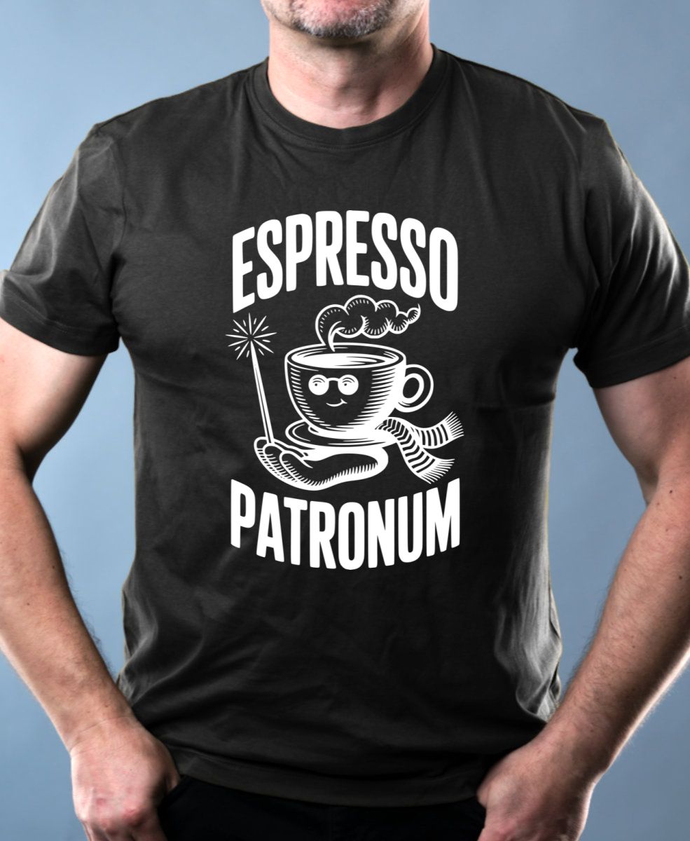Espresso patronum. bílý potisk