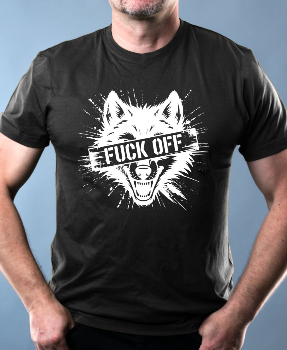 Fuck off vlk, bílý tisk
