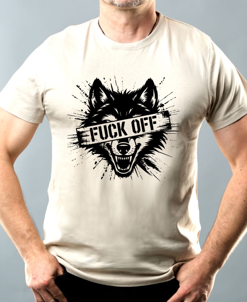 Fuck off vlk, černý tisk