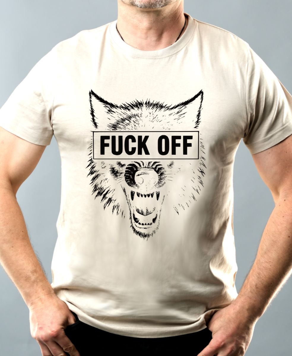 Fuck off vlk,V2, černý tisk
