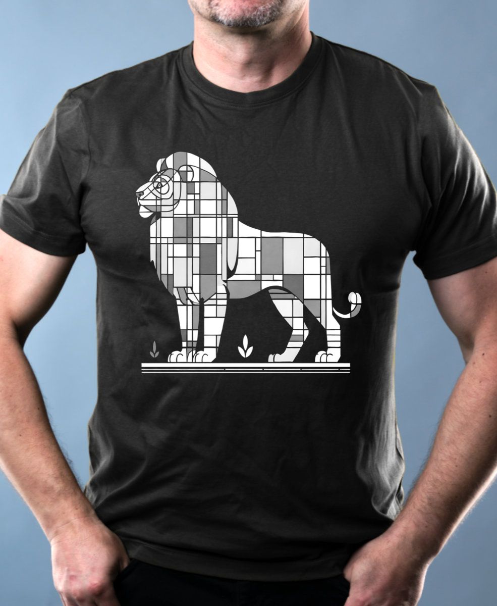 Geometrický lev, bílý potisk