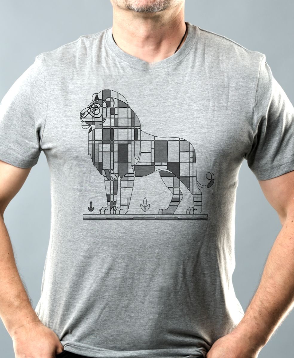 Geometrický lev, černý potisk