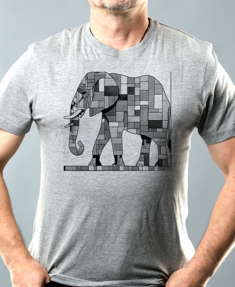 Geometrický slon, černý potisk