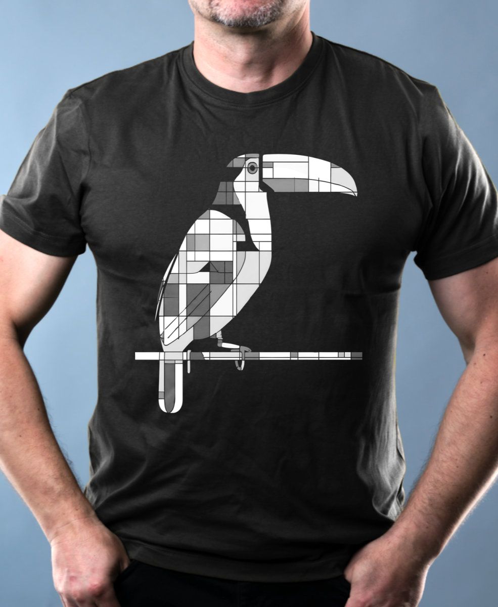 Geometrický tukan, bílý potisk