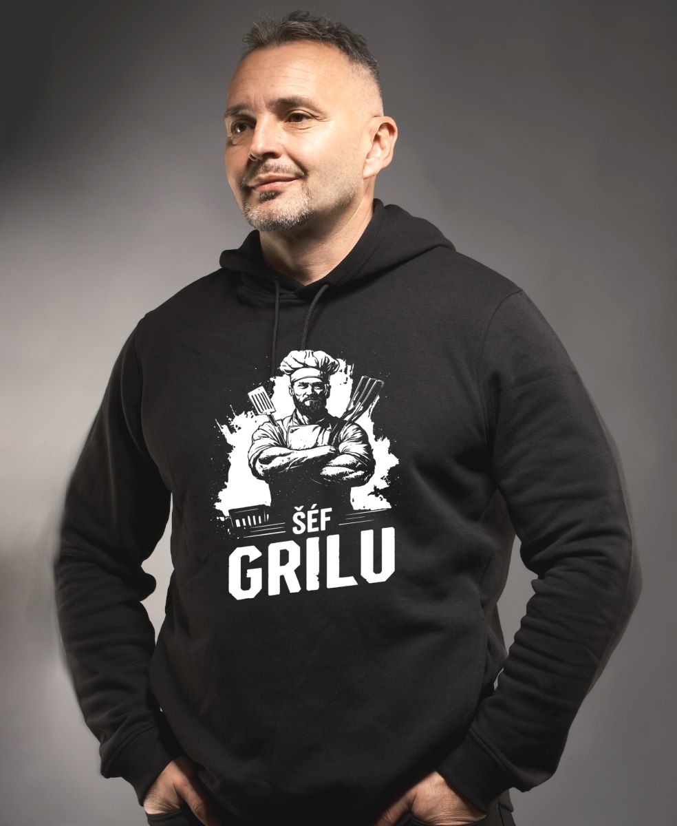 Grilovačka Šéf Grilu, bílý potisk