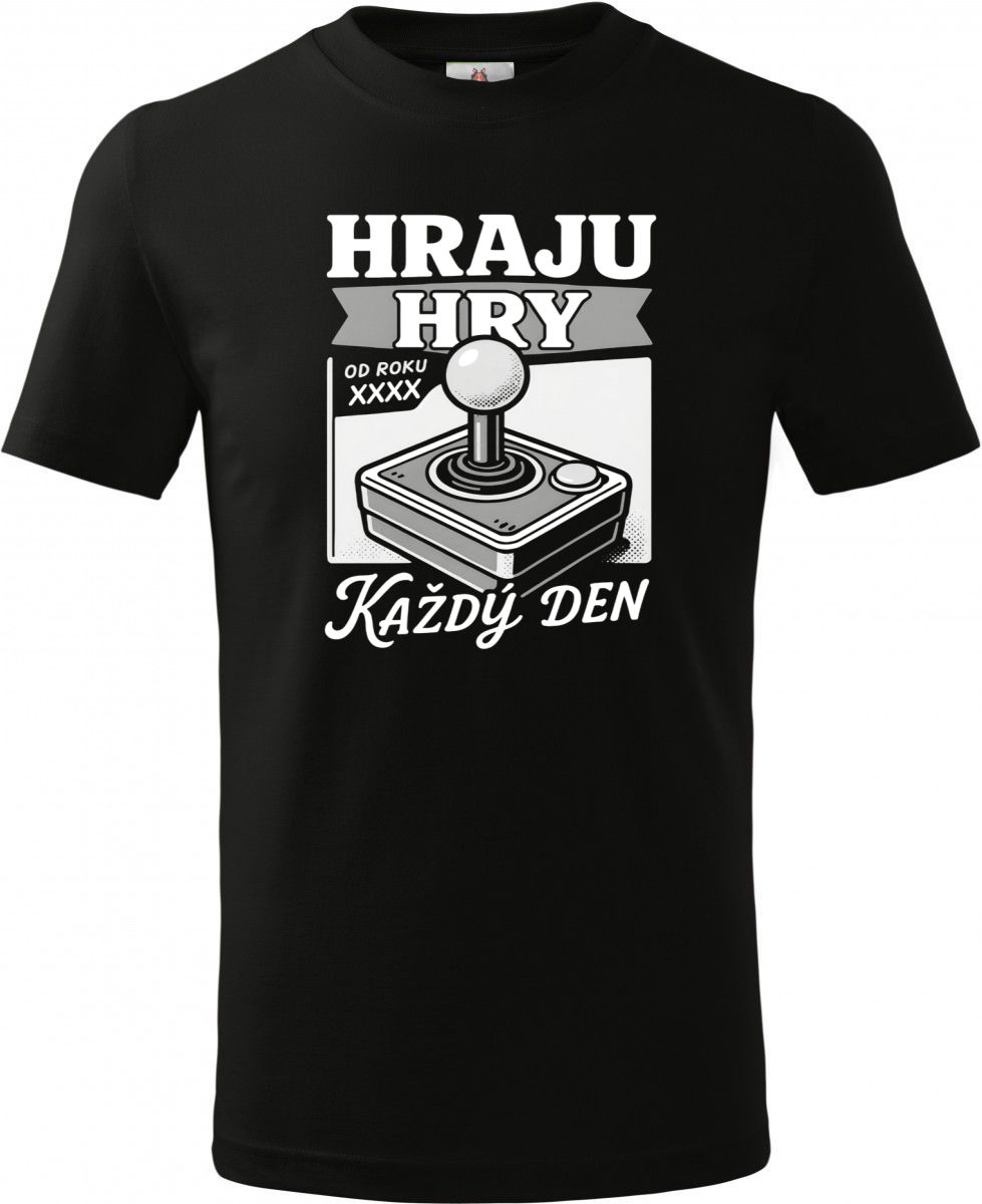 Hraju hry každý den, doplňte ročňík, bílý tisk Hraju hry každý den, doplňte ročňík, bílý tisk