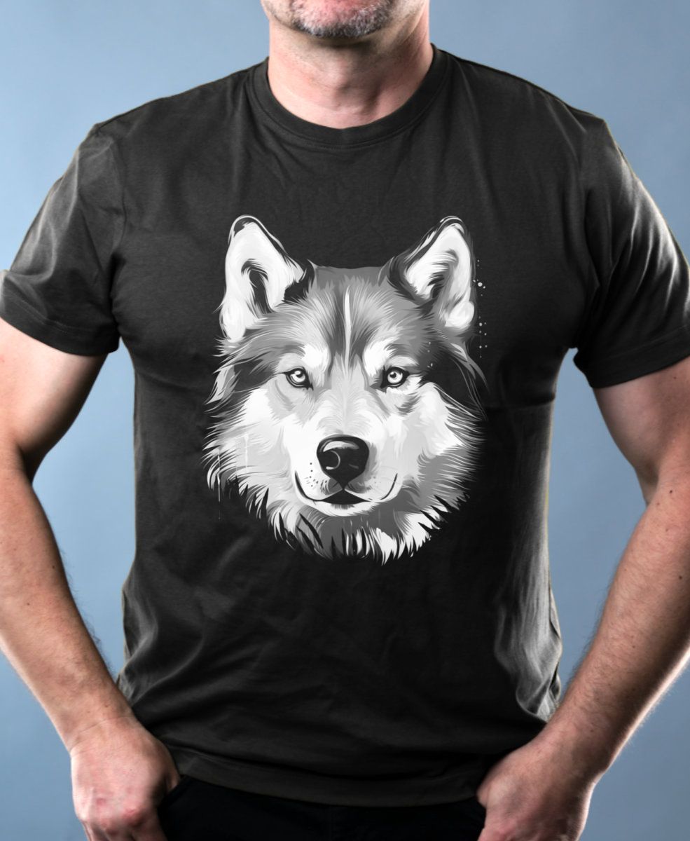 Husky, bílý tisk
