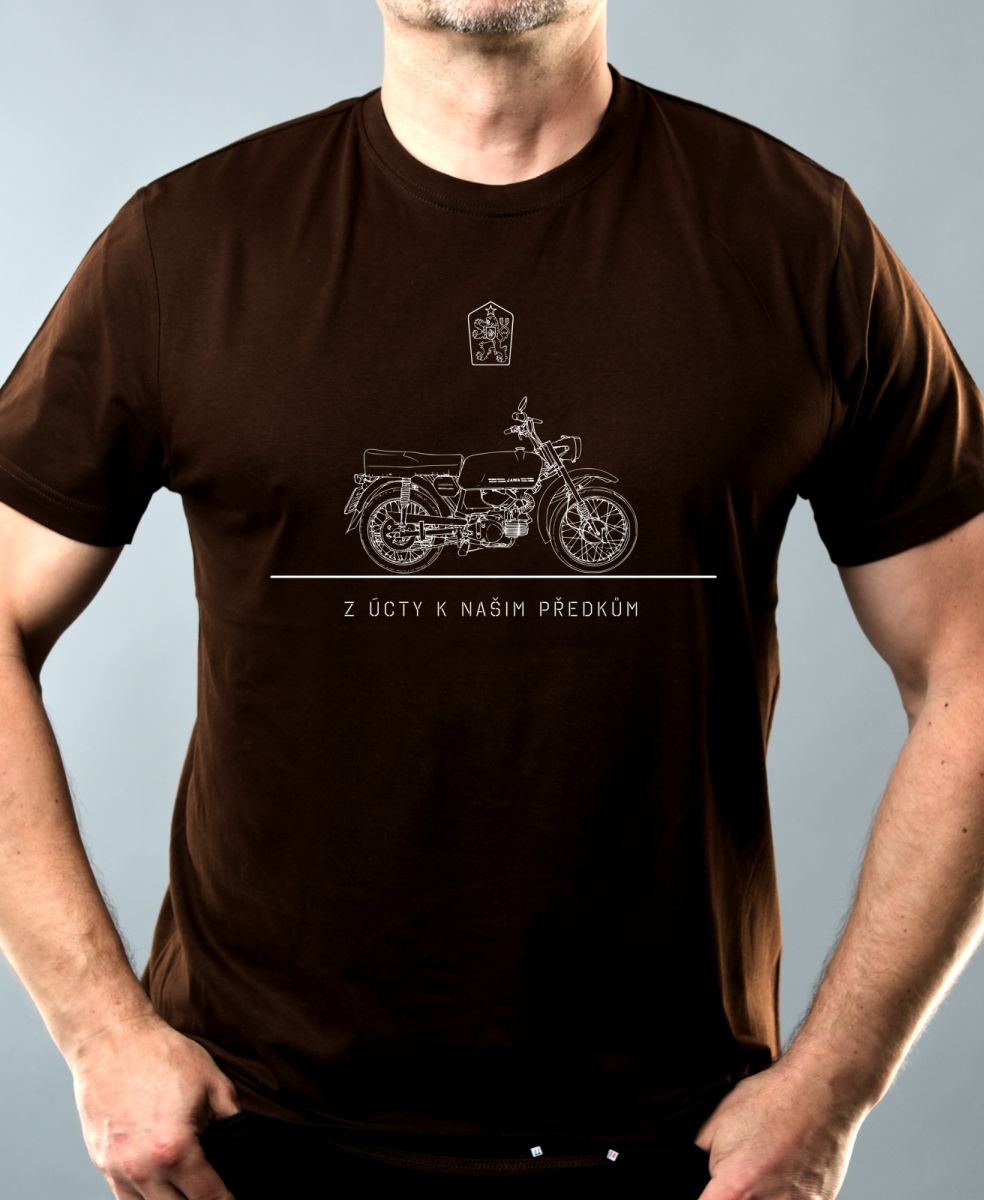 Jawa Mustang - LEGENDA,  z úcty k našim předkům. Minimalistic, bílý potisk