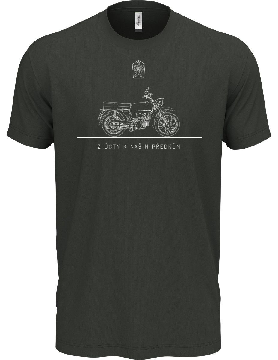 Jawa Mustang - LEGENDA,  z úcty k našim předkům. Minimalistic, bílý potisk