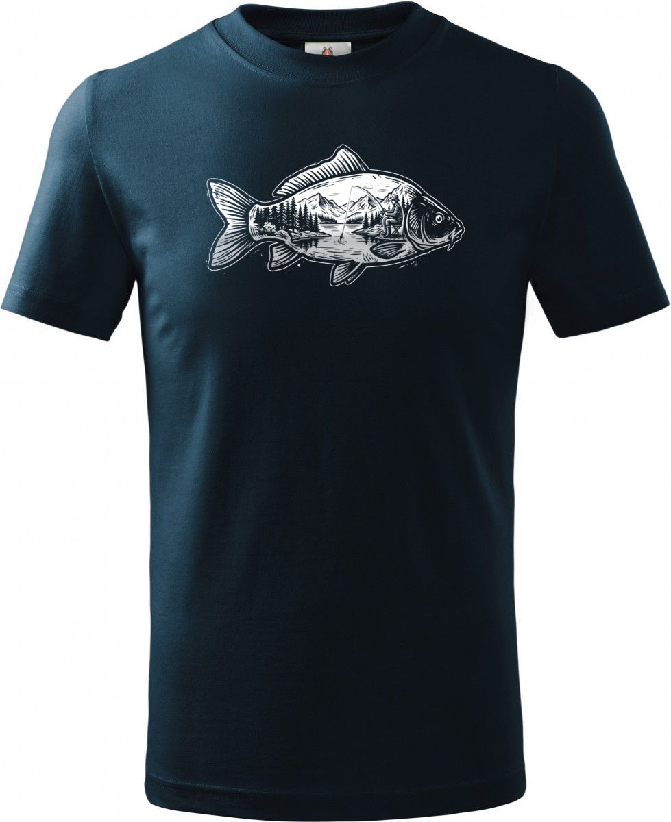 Kapr a krajina, bílý potisk