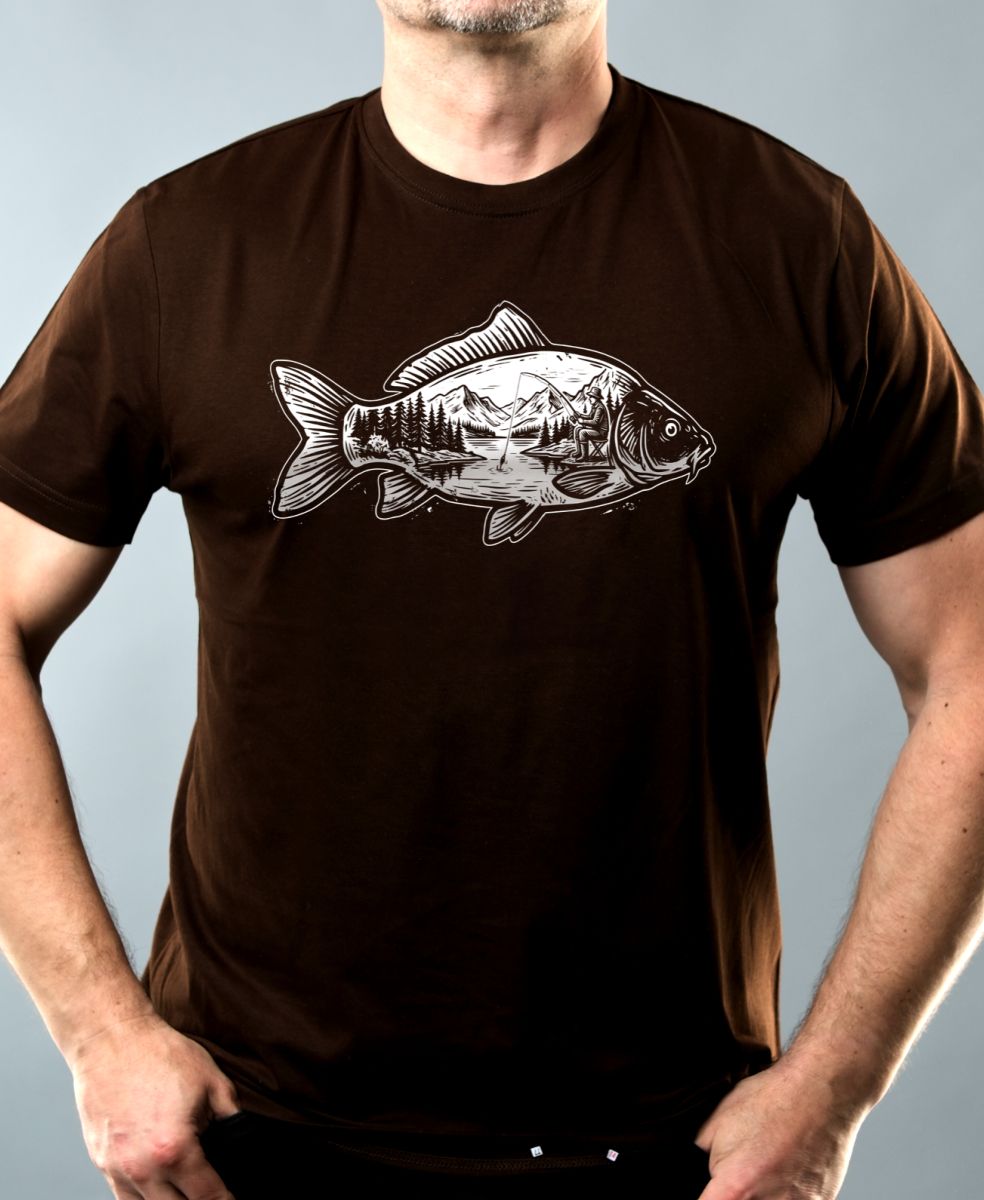 Kapr a krajina, bílý potisk