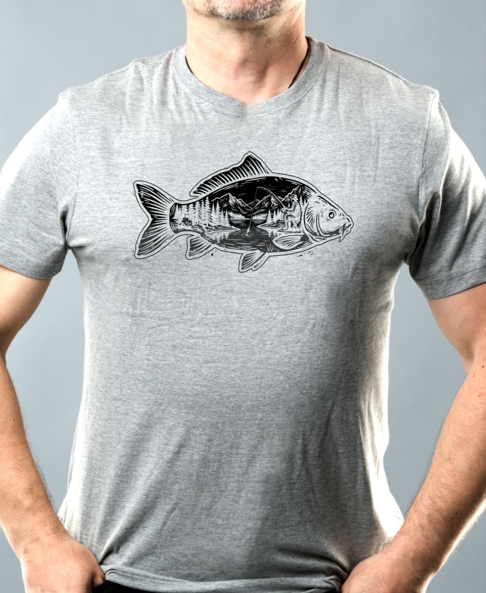 Kapr a krajina, černý potisk