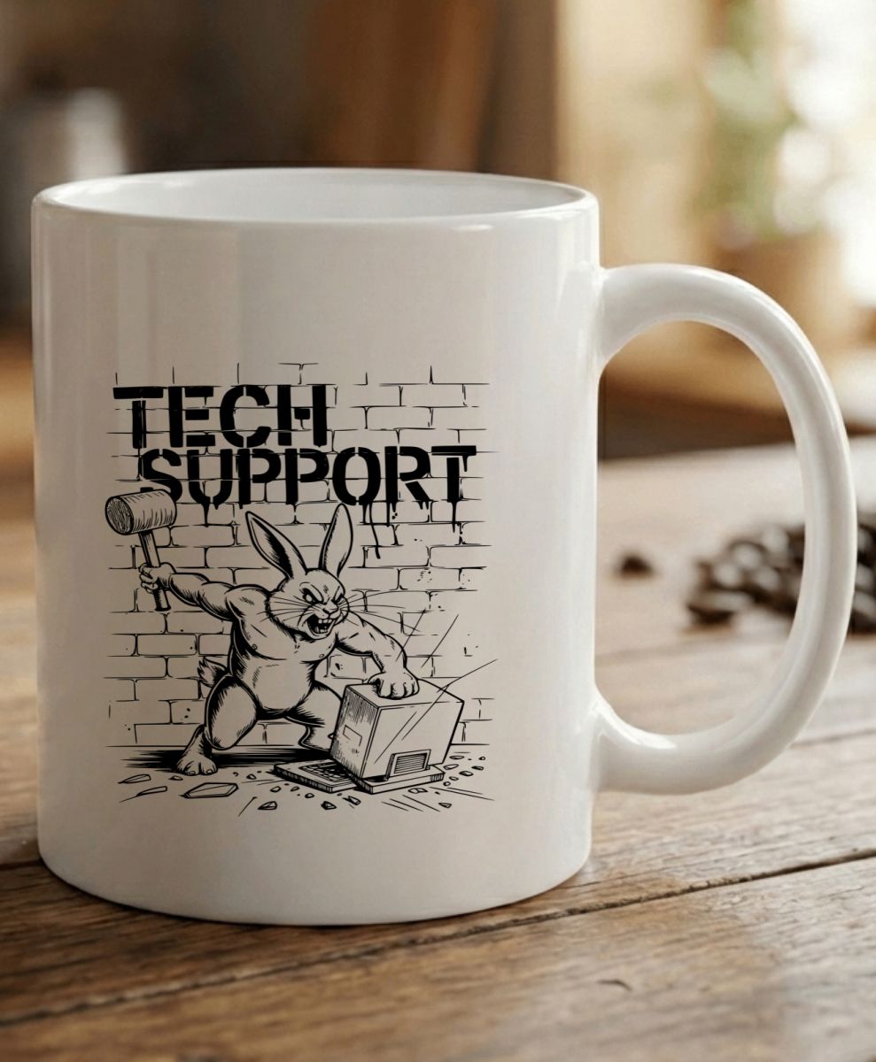 Králík technické podpory, černý tisk