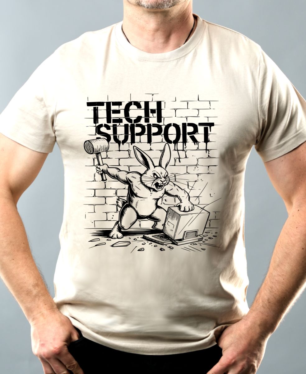 Králík technické podpory, černý tisk Králík technické podpory, černý tisk