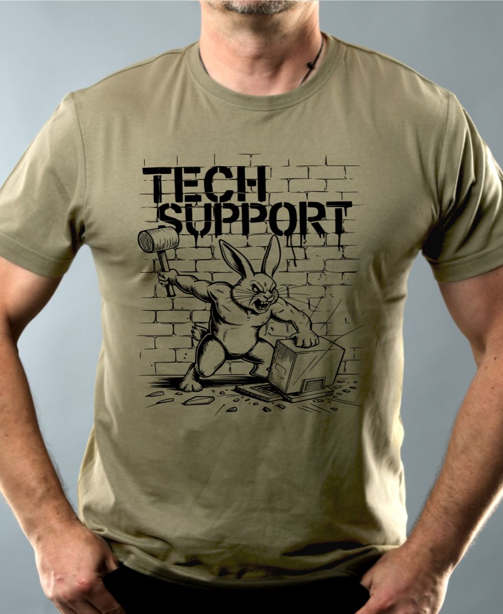 Králík technické podpory, černý tisk