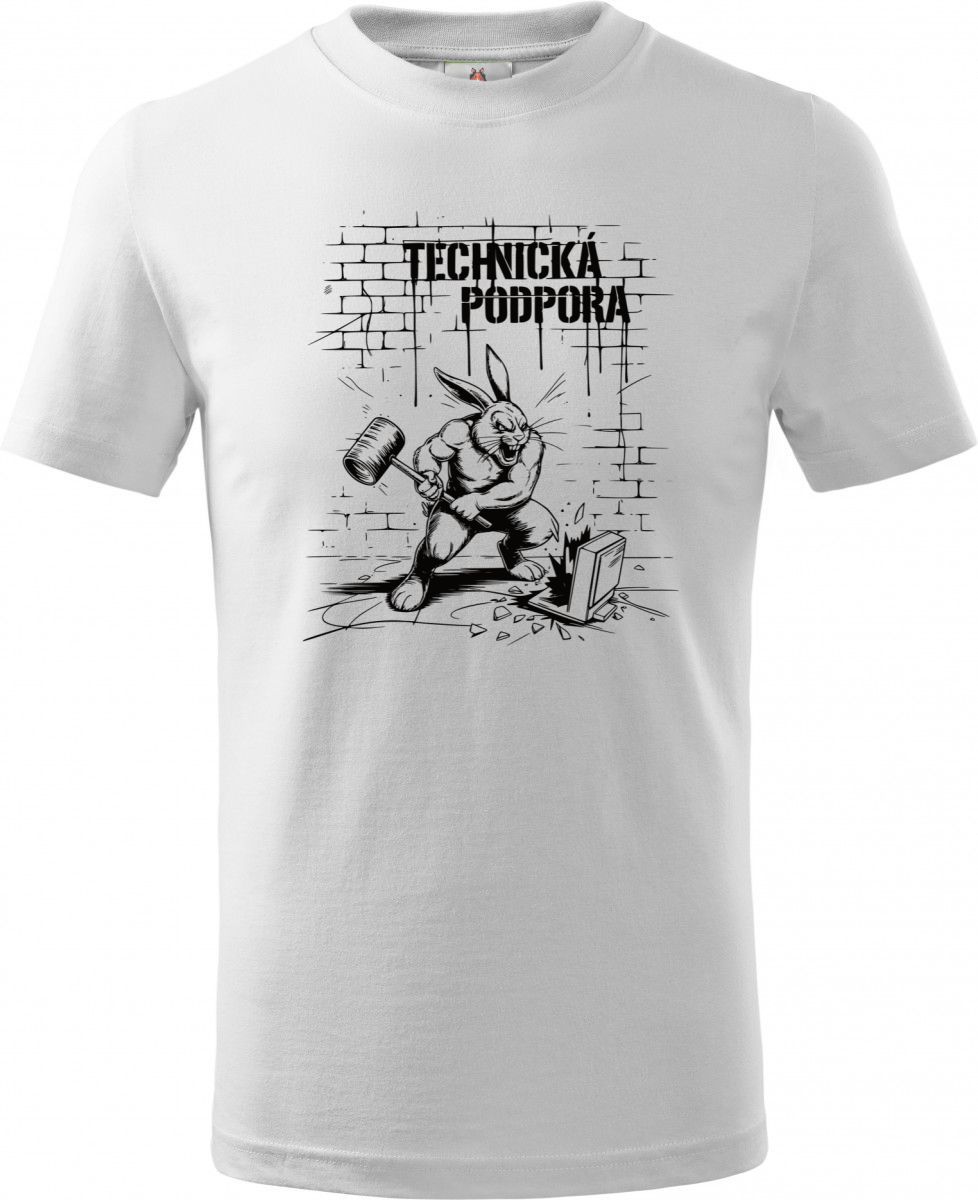 Králík technické podpory, V2, černý tisk Králík technické podpory, V2, černý tisk