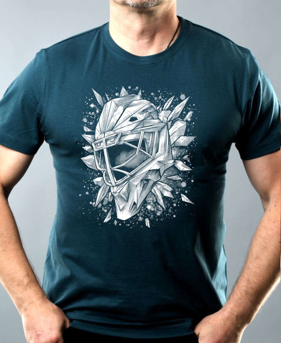 Ledová brankářská maska, bílý potisk