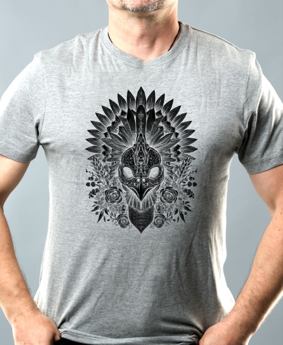 Ptačí šaman, černý potisk