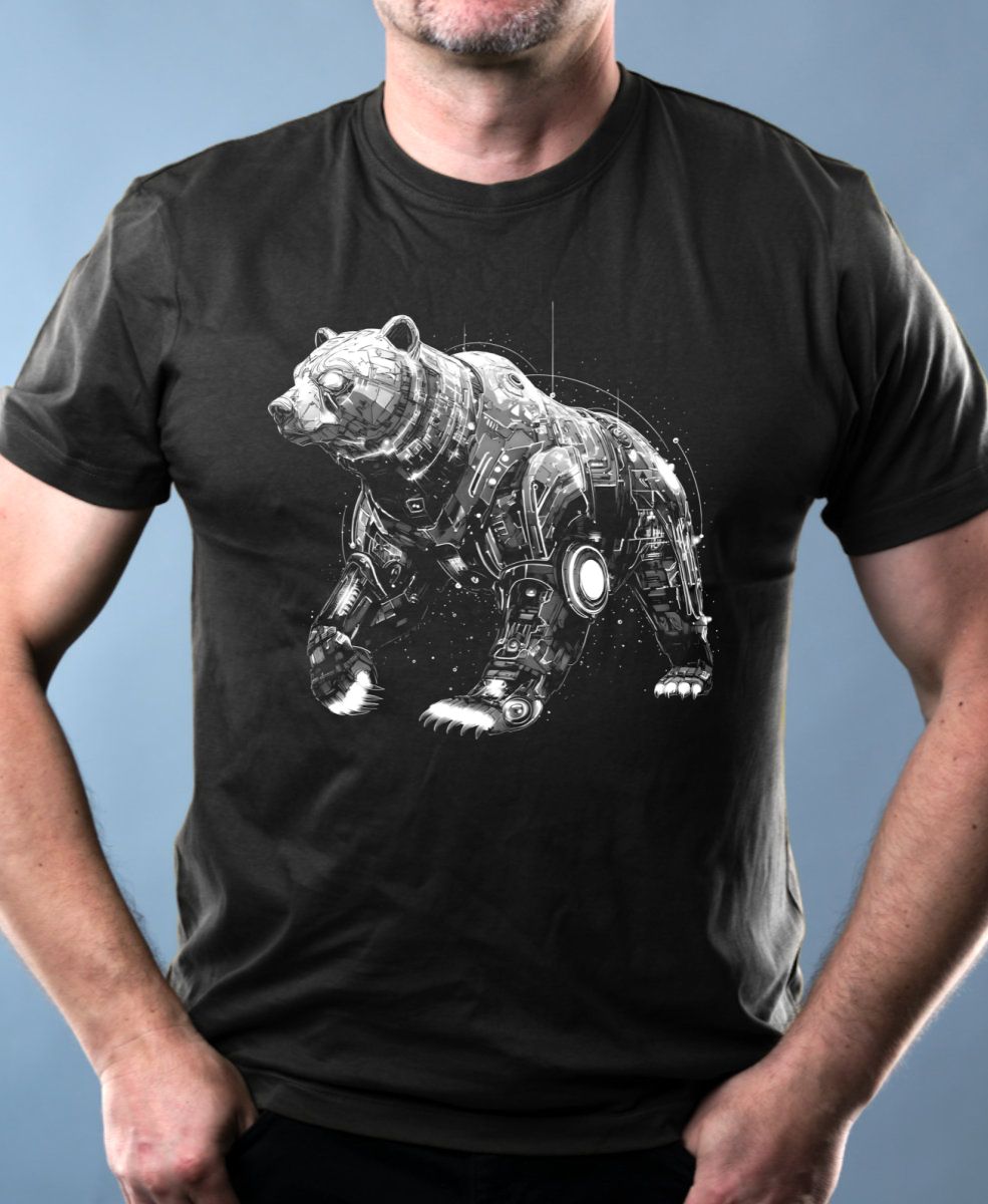Medvěd-Grizzly-Tech, bílý potisk