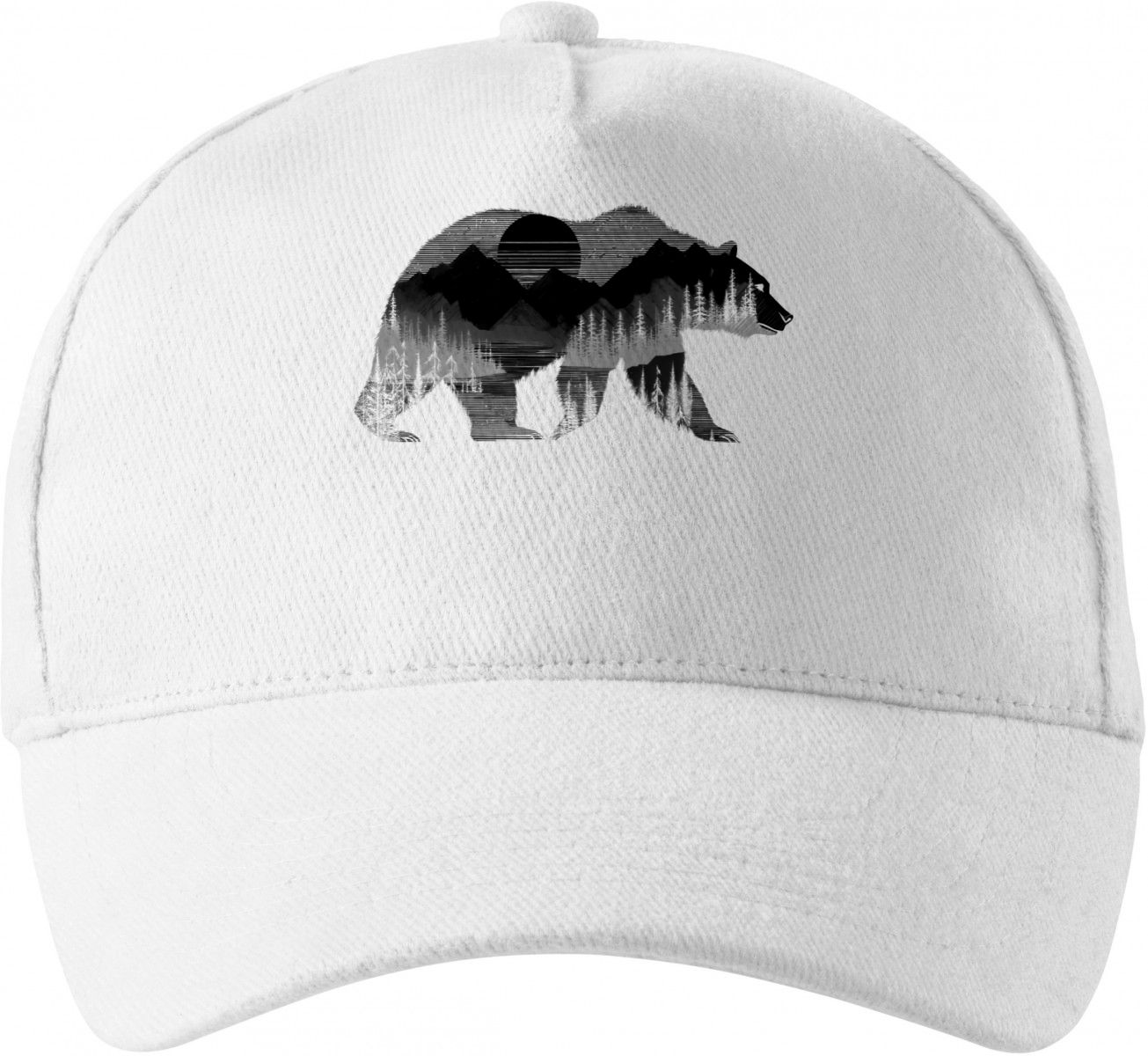 Medvěd s horskou krajinou, černý tisk