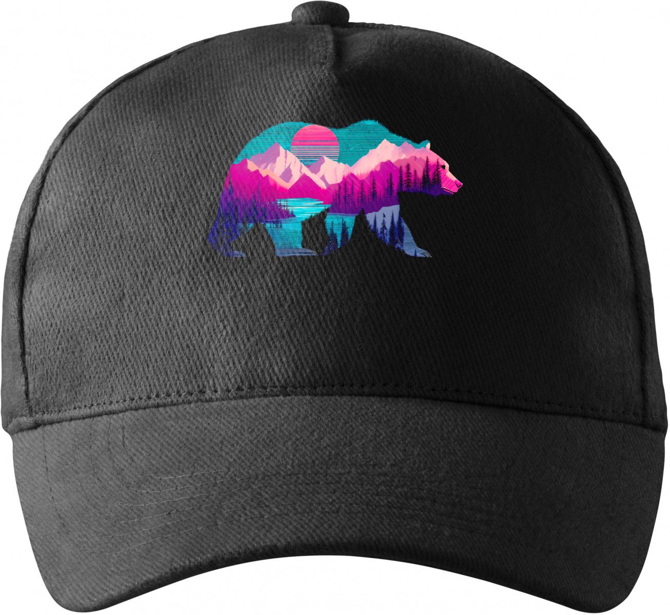 Medvěd s horskou krajinou