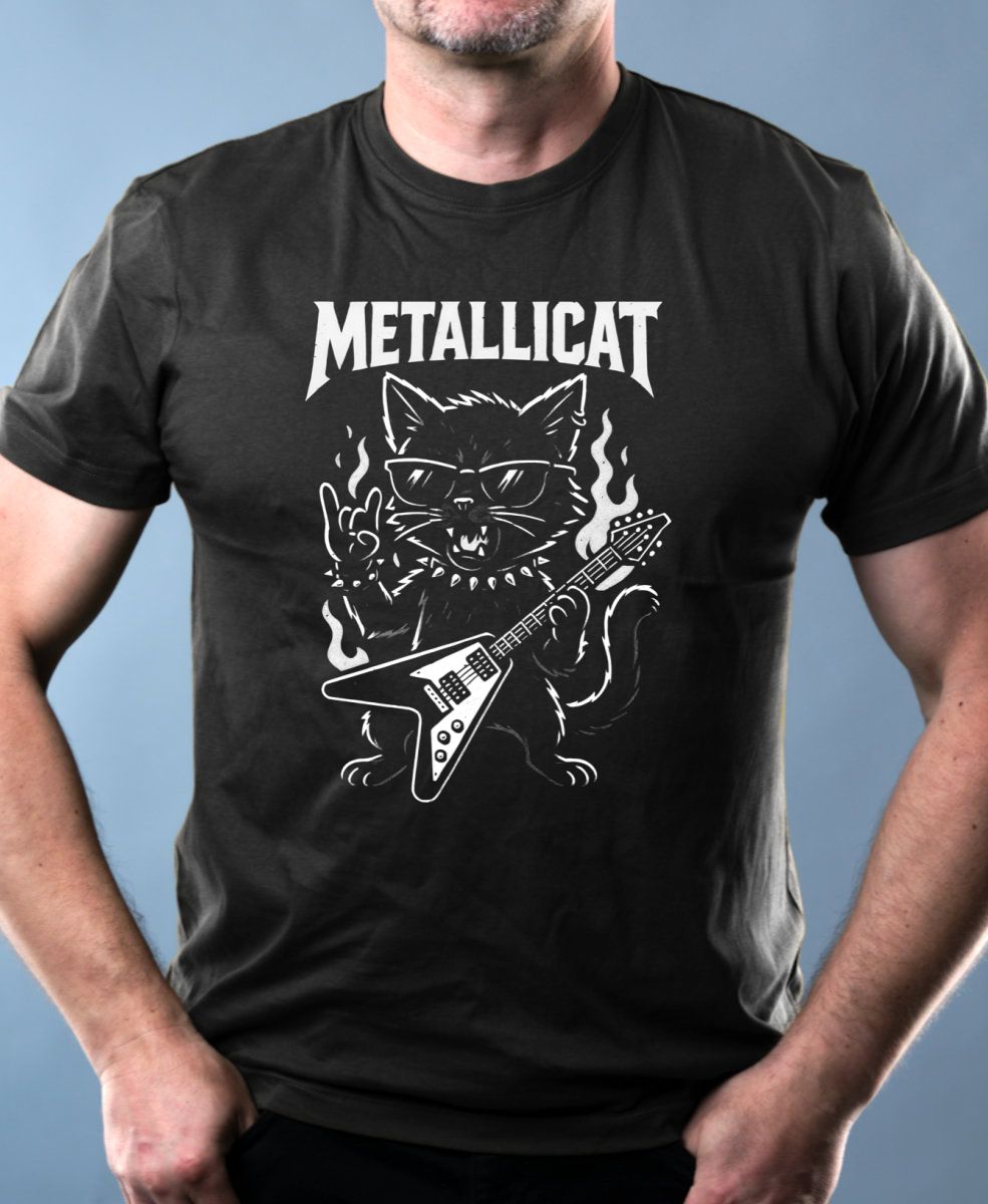 Metallicat – rocková kočka, bílý potisk