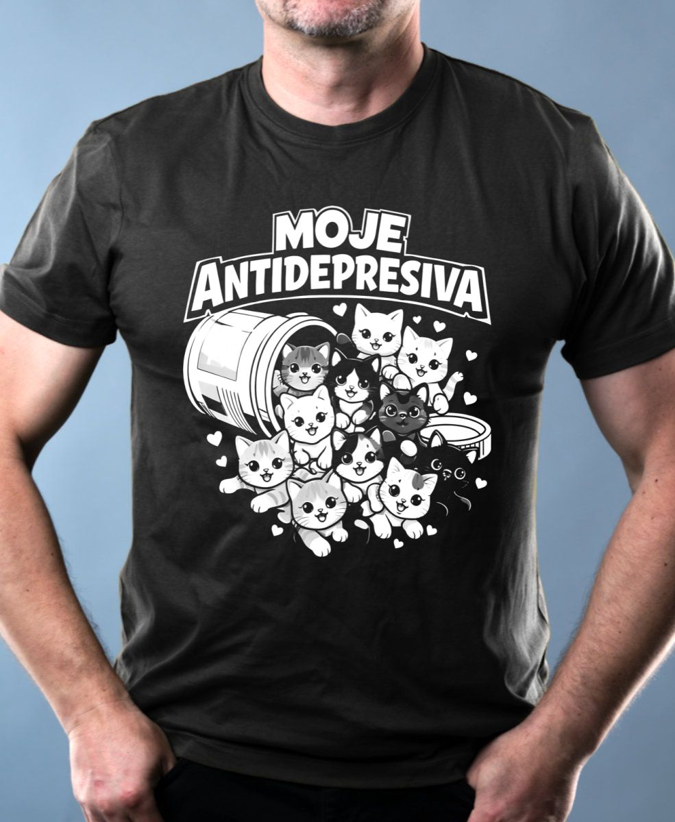 Moje antidepresiva, kočky, bílý potisk