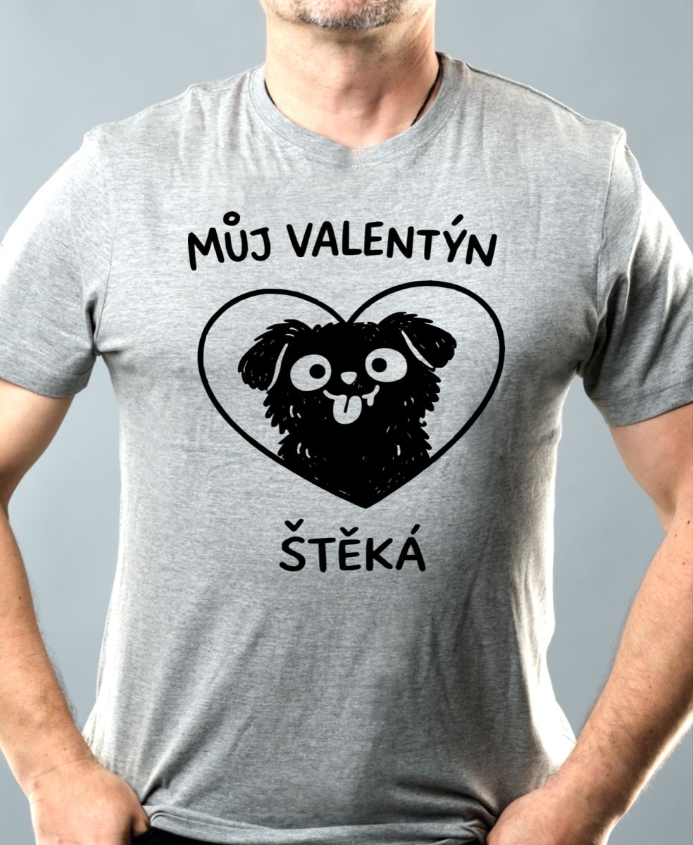 Můj Valentýn štěká, černý potisk Můj Valentýn štěká, černý potisk