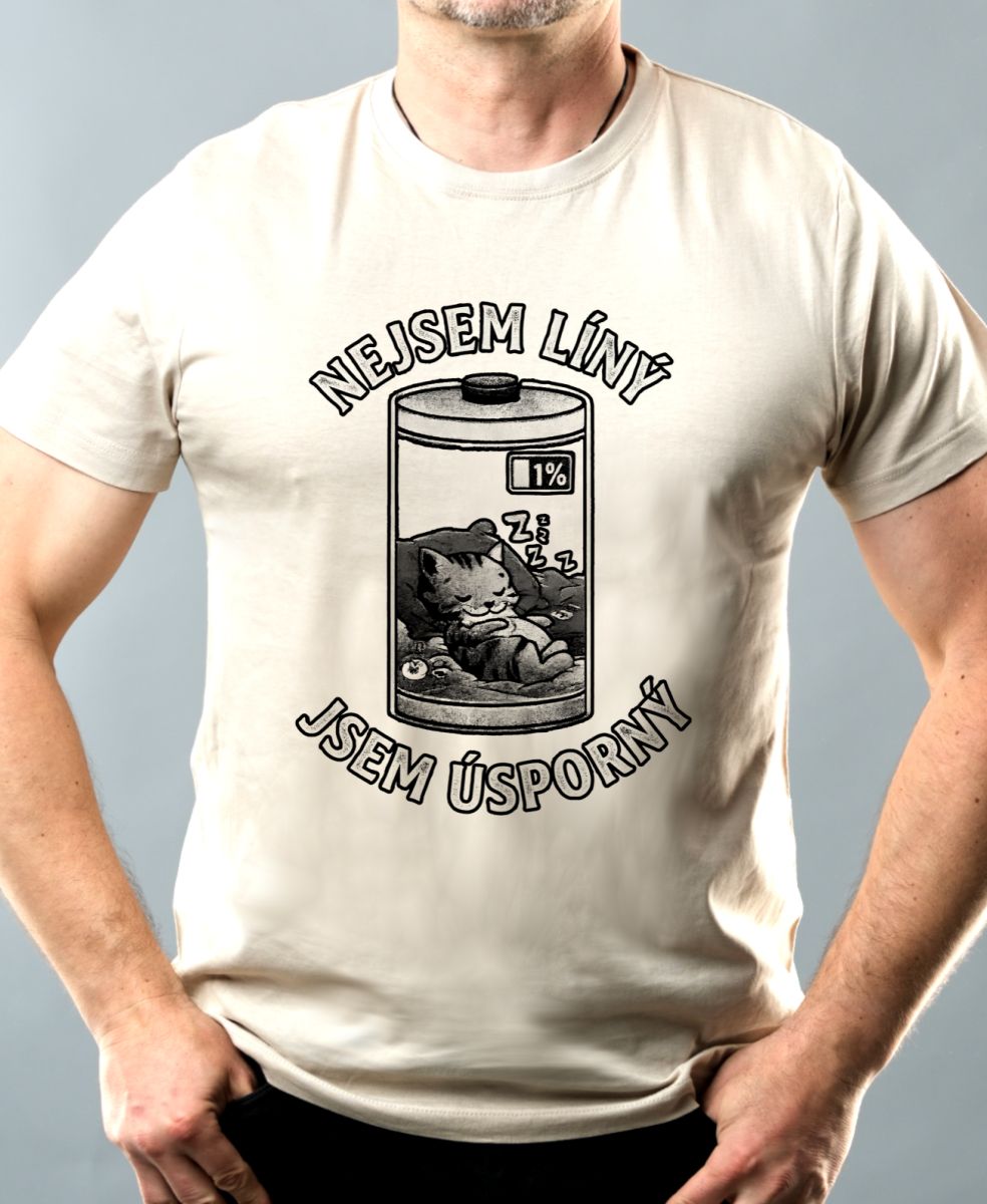 Nejsem líný jsem úsporný, černý potisk