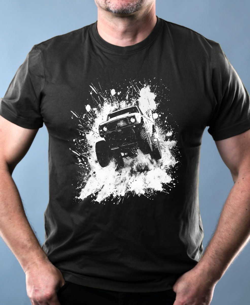 Offroad ve skoku, bílý tisk