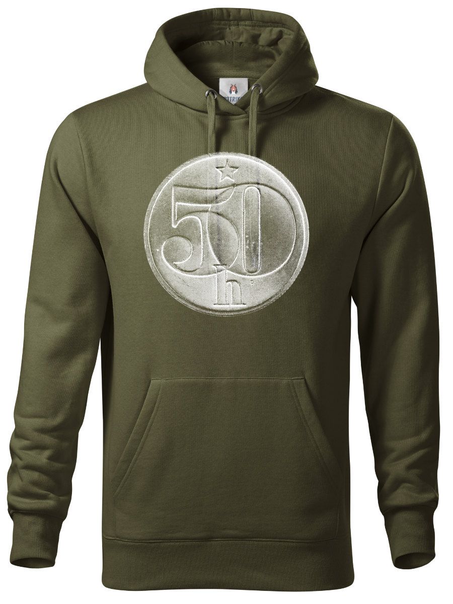 Padesátník, bez textu, bílý potisk