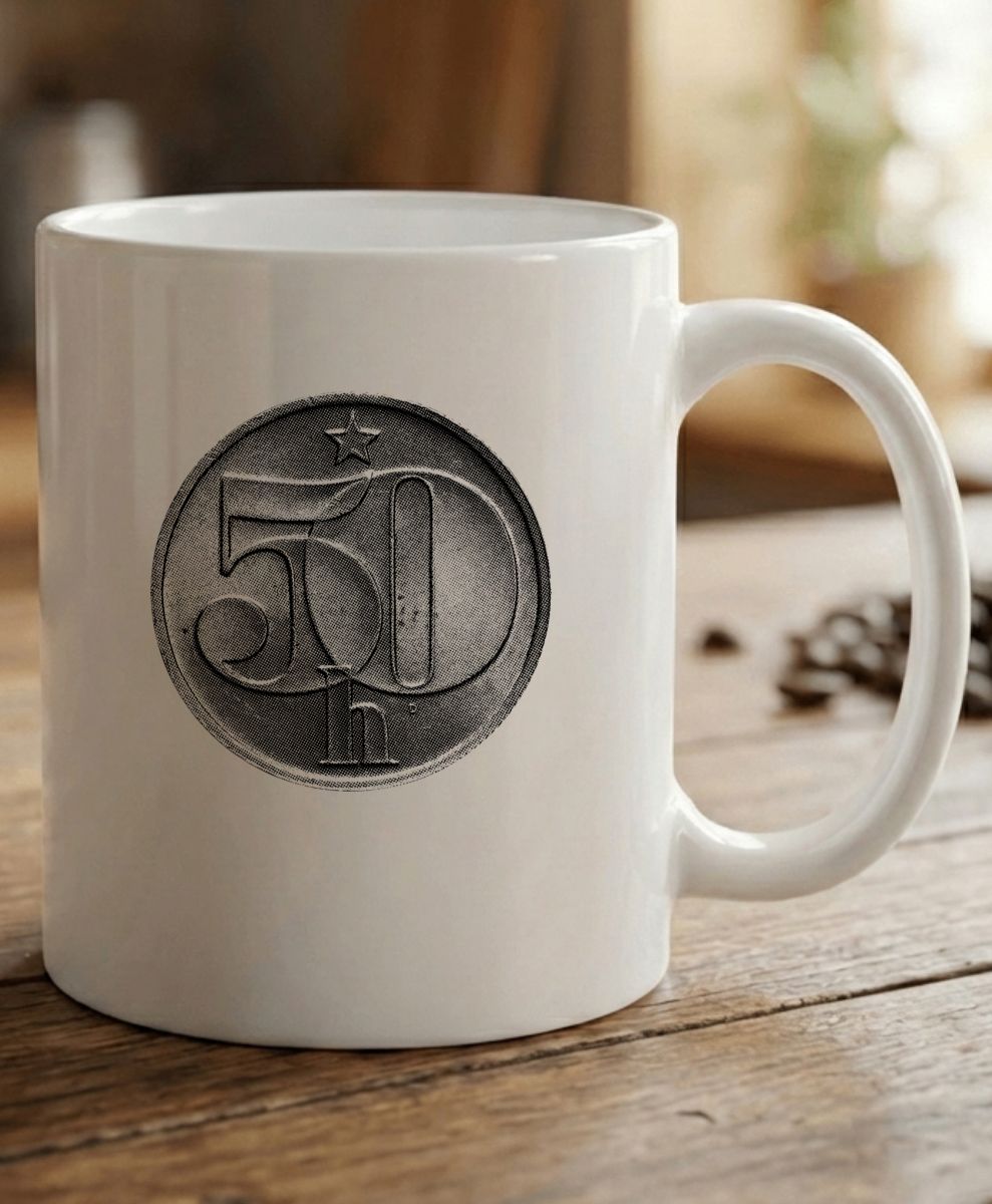 Padesátník, bez textu, černý potisk