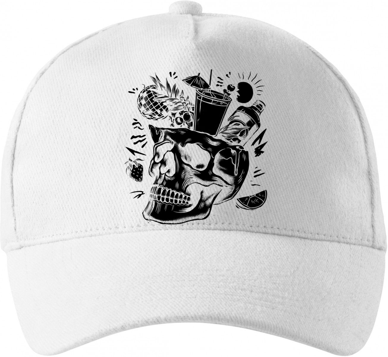 Párty v hlavě, lebka, V2, černý tisk Párty v hlavě, lebka, V2, černý tisk