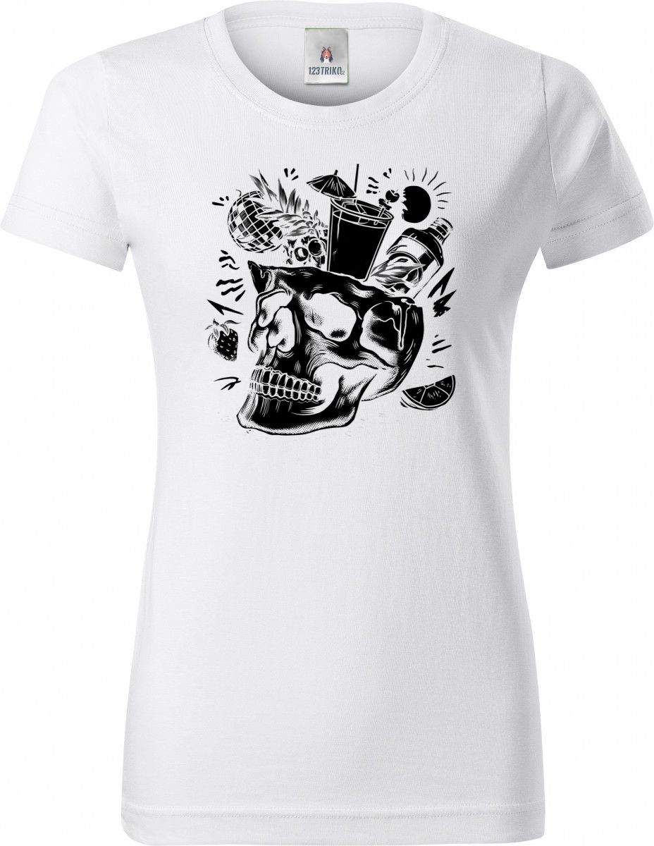 Párty v hlavě, lebka, V2, černý tisk