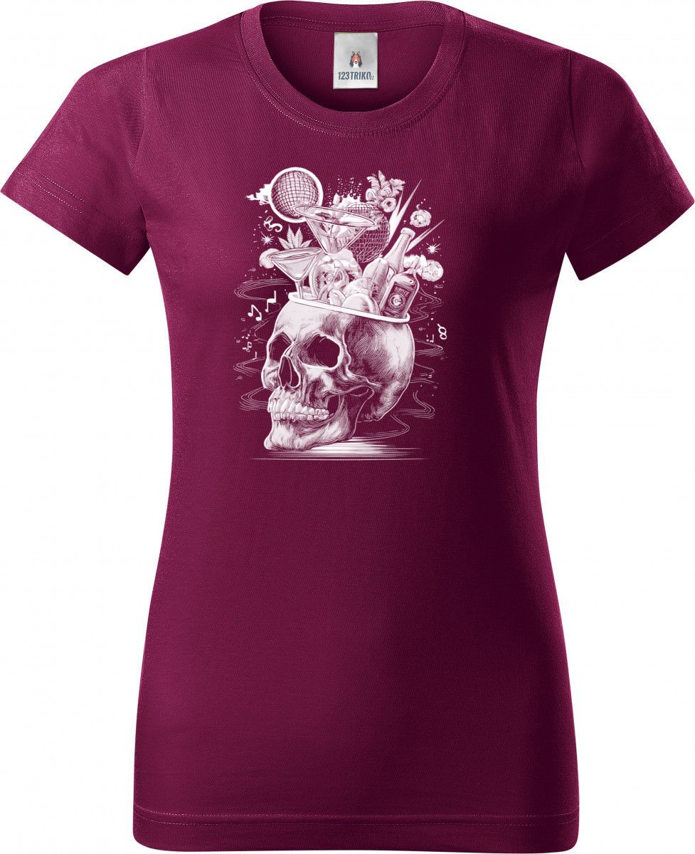 Párty v hlavě, lebka, V3, bílý potisk