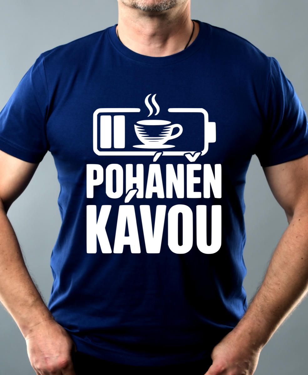 Poháněn kávou, bílý potisk