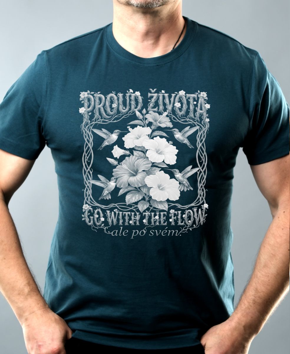 Proud života, bílý potisk