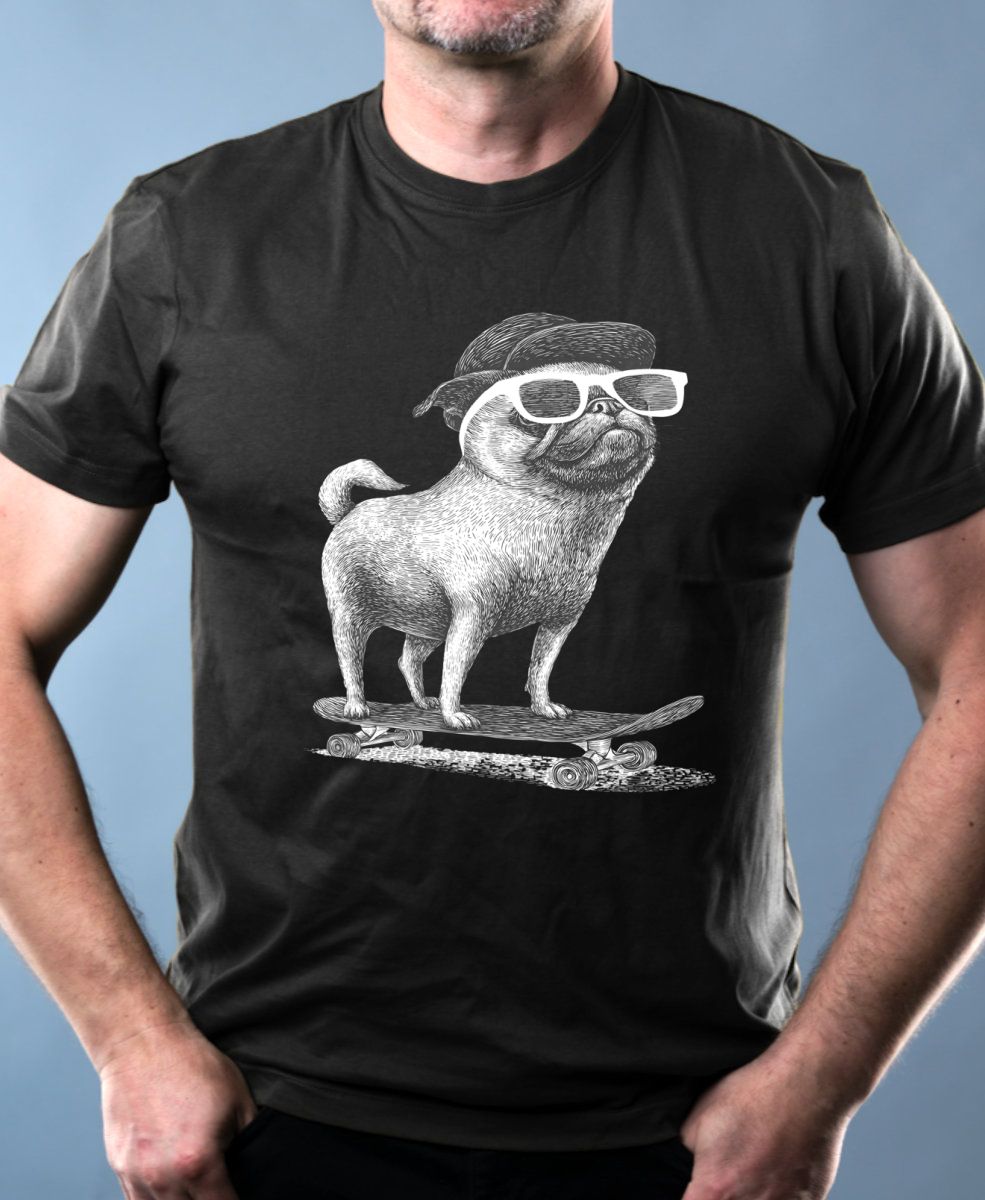 Psí jízda, mops, bílý potisk