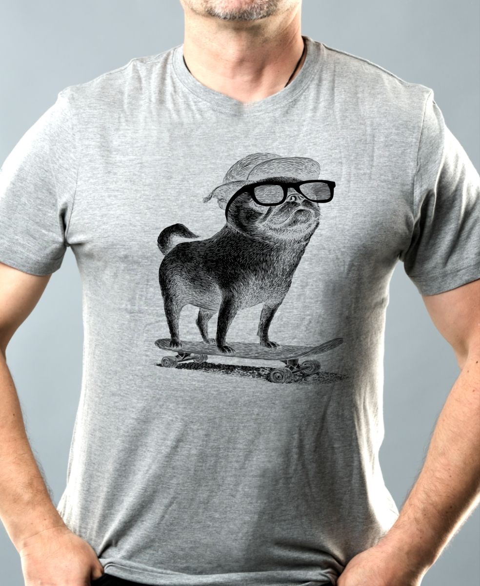 Psí jízda, mops, černý potisk